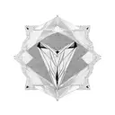 Geometric blackwork tattoo of an eagle soaring above a stock market chart tattoo design idea