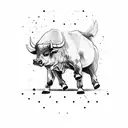 Bull and bear fighting in front of the New York Stock Exchange building tattoo design idea