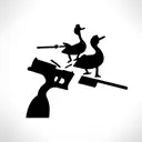 three cowboy ducks having a gun duel tattoo design idea