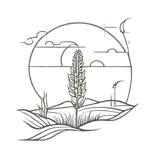 Farm landscape corn sunrise tattoo design idea