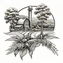 Farm landscape tattoo design idea