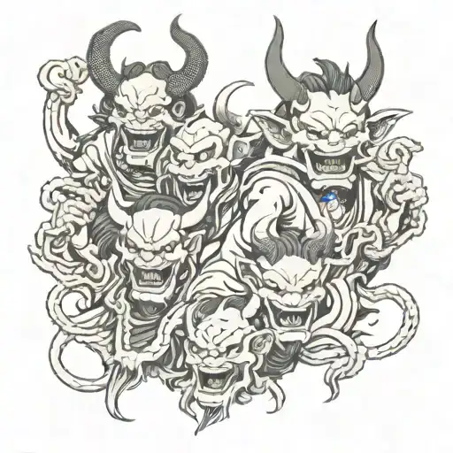 Japanese demons tattoo design idea