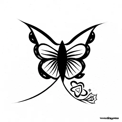 flor de cerezo y mariposa tattoo design idea