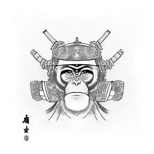 monkey samurai life path number 8 tattoo design idea