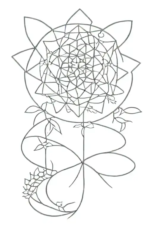 a tattoo design featuring a sergeant rank patch, flower of life and some musical notes  tattoo design idea