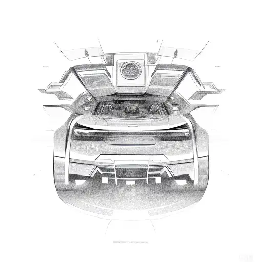 A futuristic car with dollar signs as the wheels tattoo design idea