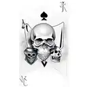 raven, Ace of spade, king card with skull face tattoo design idea