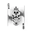 raven, Ace of spade, king card with skull face tattoo design idea