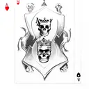 raven, Ace of spade, king card with skull face tattoo design idea