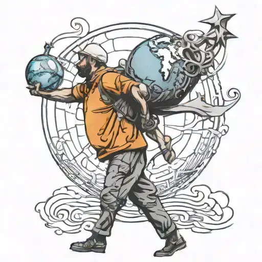 Man carrying the world on his back tattoo design idea