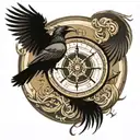 viking compass raven tattoo design idea