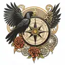 viking compass raven tattoo design idea