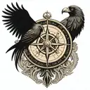 viking compass raven tattoo design idea