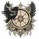 viking compass raven tattoo design idea