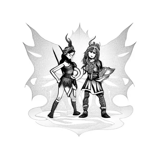 dwarf fairy and elf tattoo design idea