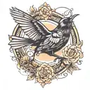 blackbird flying tattoo design idea