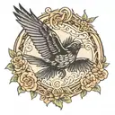 blackbird flying tattoo design idea