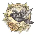 blackbird flying tattoo design idea