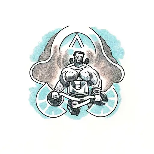 Strongman lifting Atlas Stone tattoo design idea