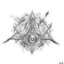 spear, crows, shattered, bridge, flames, gold coins tattoo design idea