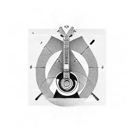 A tattoo of a guitar and a physics equation intertwined tattoo design idea