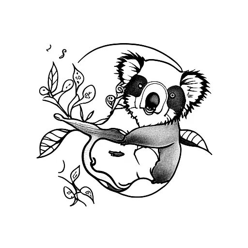 sailor jerry tatto koala on gum tree tattoo design idea
