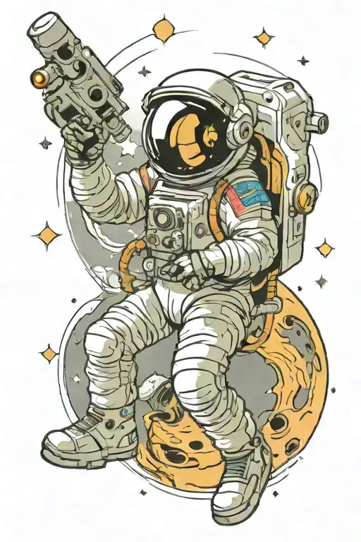 Space With Astronaut tattoo design idea