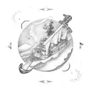 nautical chart tugboat tattoo design idea