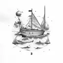 nautical chart tugboat tattoo design idea