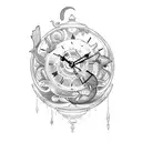 mermaid clock steampunk  tattoo design idea