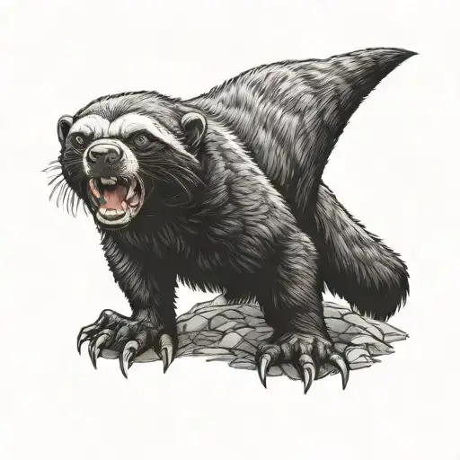 honey badger posing like Zeus tattoo design idea