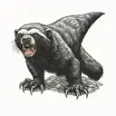 honey badger posing like Zeus tattoo design idea