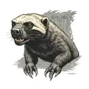 honey badger posing like Zeus tattoo design idea