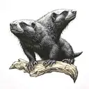 honey badger posing like Zeus tattoo design idea