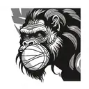 A basketball morphing into a roaring gorilla face tattoo design idea