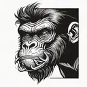 A basketball morphing into a roaring gorilla face tattoo design idea