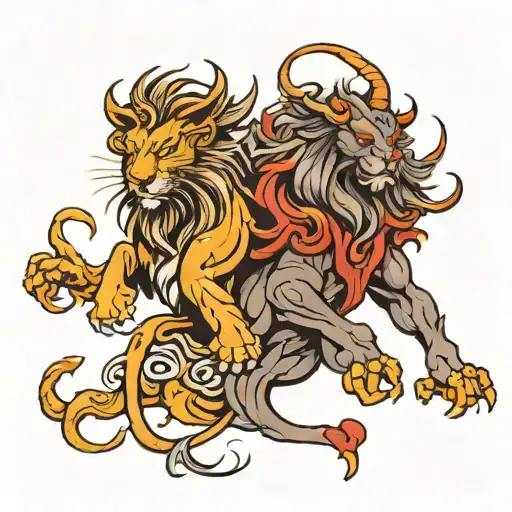 lion and demon  tattoo design idea