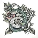 snake and roses tattoo design idea