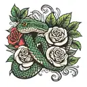 snake and roses tattoo design idea