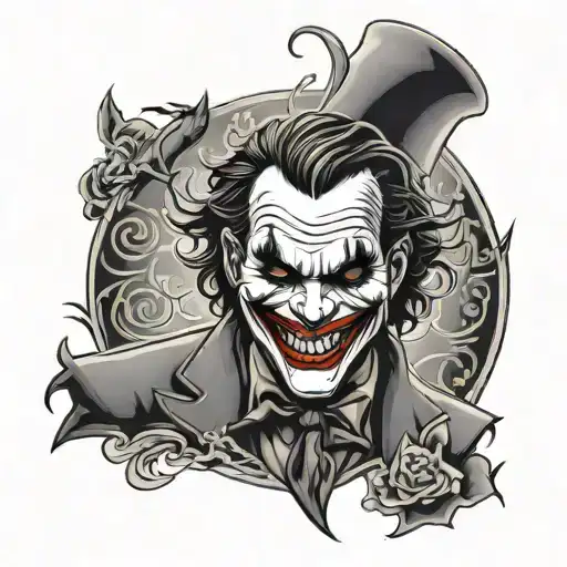 joker smile with haha's and misunderstood under it  tattoo design idea