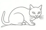 cat in a thin black line tattoo design idea