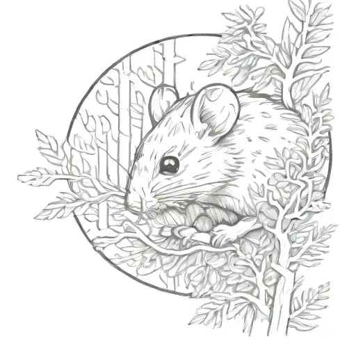 mouse head peeking through hemlock tattoo design idea
