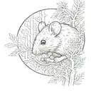 mouse head peeking through hemlock tattoo design idea