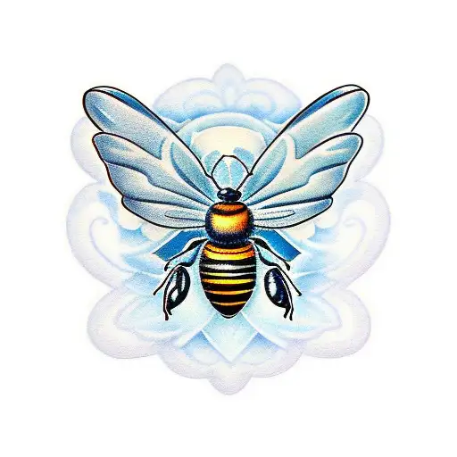 bee with butterfly wings tattoo design idea