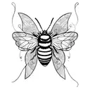 bumble bee with butterfly wings tattoo design idea