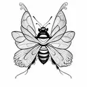 bumble bee with butterfly wings tattoo design idea