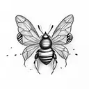 bee with butterfly wings tattoo design idea