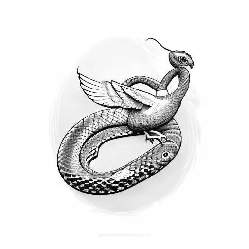 dove wrapped in a snake with a flower background tattoo design idea