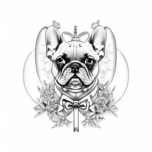 french bulldog angel tattoo design idea