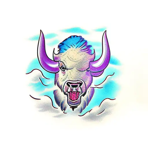 Buffalo in a storm tattoo design idea